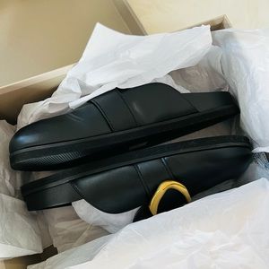 Gabine Buckled Leather Loafer Mules - Black “Tried on” to see if they fit